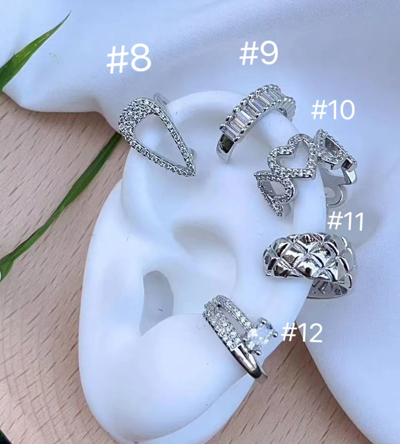 charmzeal 0.9$ each pair Wholesale silver plated mini earrings cuff ear earring piercing simple earring jewelry design for lady