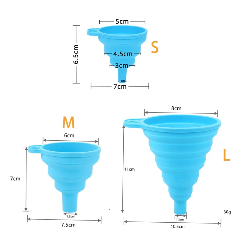 Collapsible Portable Food Grade Silicone Folding Funnel Eco-friendly Kitchen Funnels for Bottles Kitchen Accessories