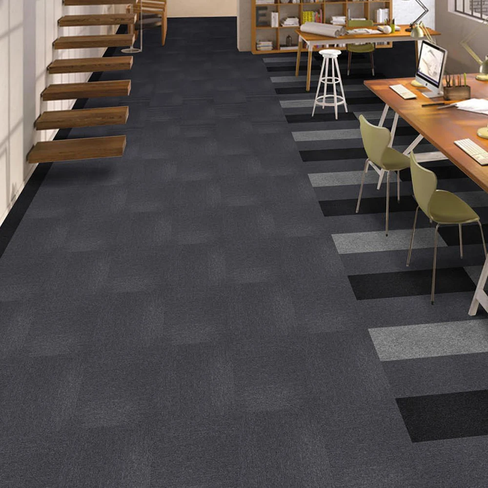 HJ PP Tufted Multi-Level Loop Office/Hotel Modular Carpet Tiles Factory Custom Carpet tiles with PVC Backing
