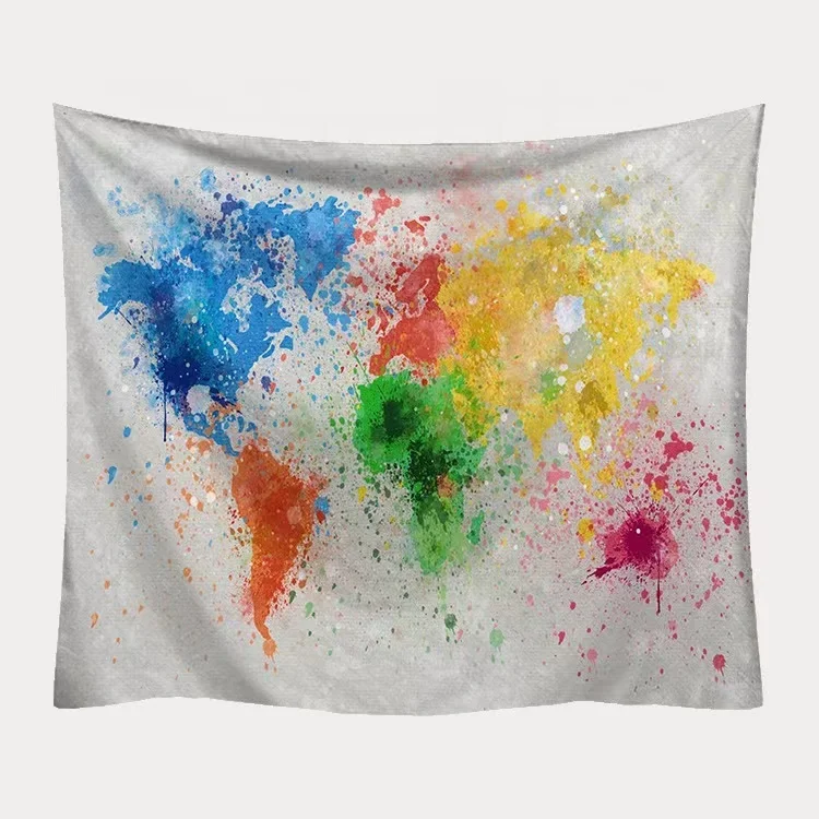 Personalized Custom Printed Wall Art Hanging Blanket World Map Tapestry For Home Decor