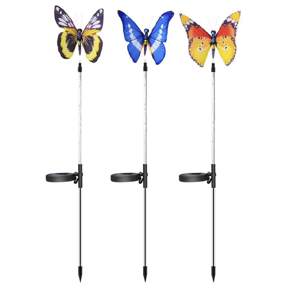 Solar butterfly lamp 7 color cycle LED fiber optic butterfly lamp lawn garden lamp