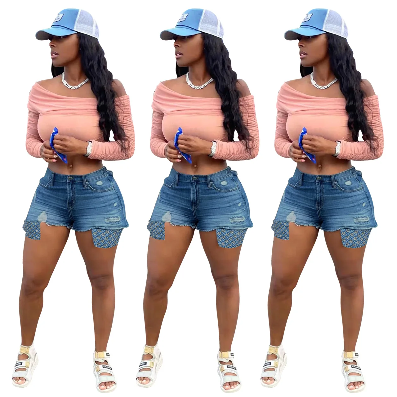 FE222 European and American spring and summer sexy fashion cowboy shorts women rhinestone clothes 2022