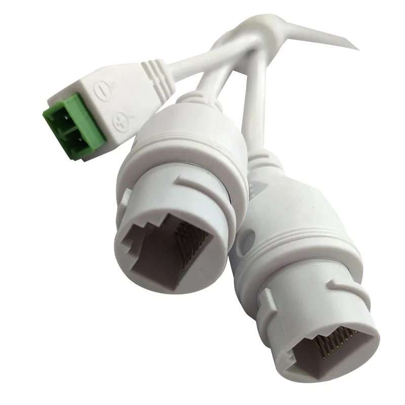 Customized security line IP CCTV camera cable assembly connector RJ45 female and DC plug cable CCTV