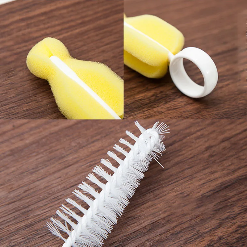 AliGan baby bottle brush clean nipple with sponge 6-piece set cleaner long handle kitchen wire scrub for washing household use