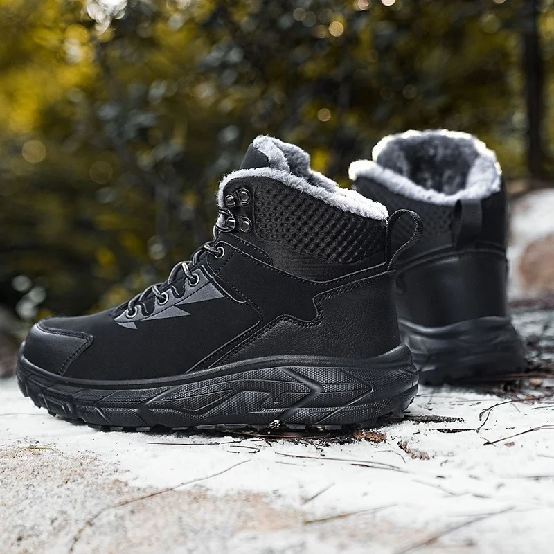 Dropshipping Custom Logo Hiking Climbing Shoes Snow Boots Men Winter Anti-Slip Waterproof Platform Boots Plush Lining Size 48
