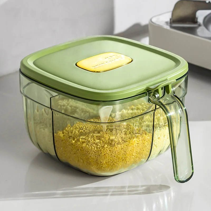 Plastic 2/4 Grids Square Condiment Seasoning Storage Box With Spoon Pepper Container Spice Multi Function