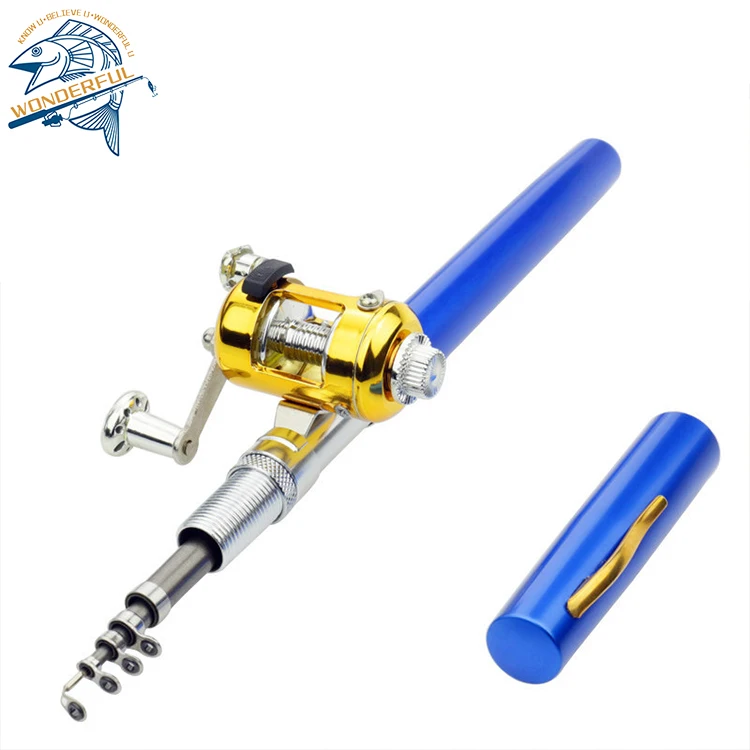 Wholesale Fishing Pole Combo Set 1m Collapsible Spinning Reels Carrier Bag Telescopic Plastic Ice Travel Mini Rod