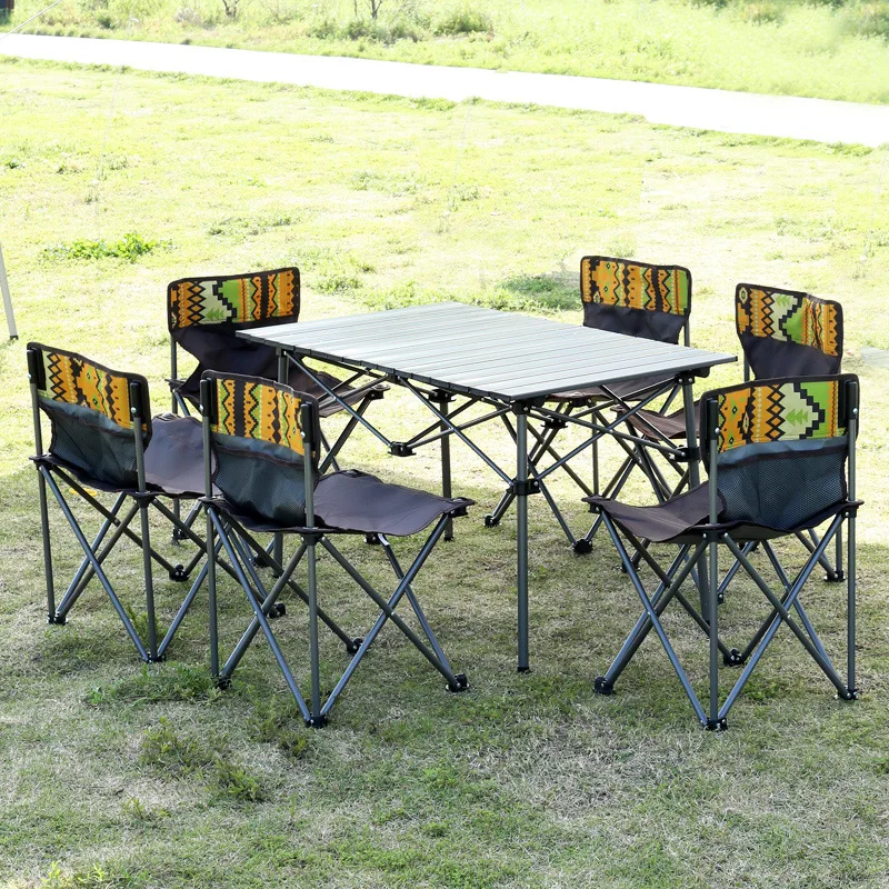 New Folding Outdoor Table  Chair Portable Picnic Self-driving Aluminum Alloy Outdoor Table  Chair Set