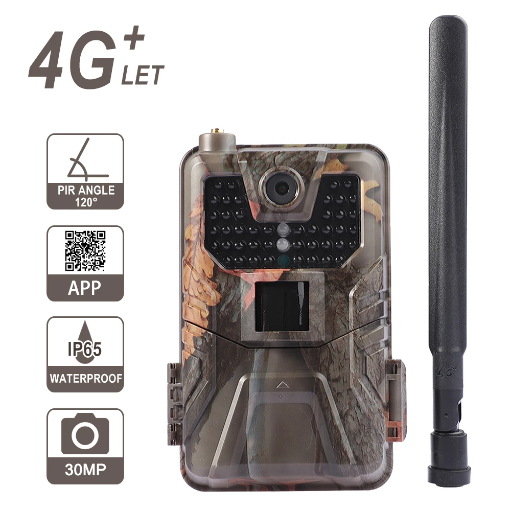 
4K Live Video APP Trail Camera Cloud Service 4G 30MP Hunting Camera Cellular Mobile Wireless Wildlife Night Vision Photo Traps 