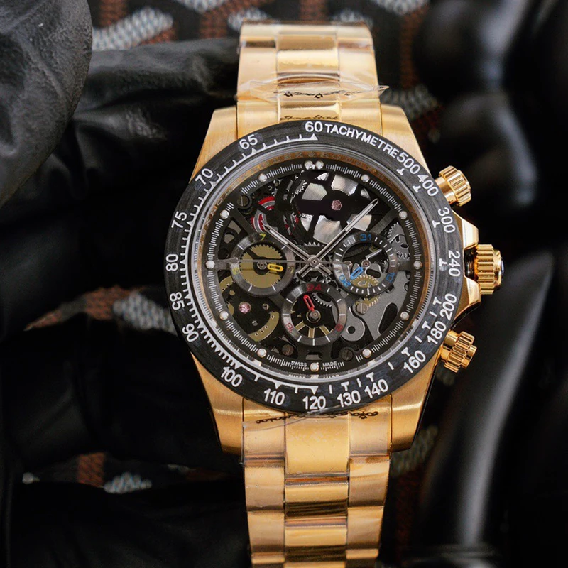 High quality brand Cosmograph gold black face Automatic Movement watches for Daytona
