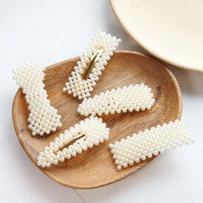 Newest Design Luxury Imitations Pearl Hair Clip Round Shape Square Shape heart Shape Star Pearl Hair pin for women