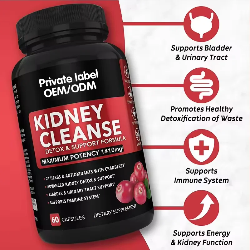 Private label Kidney Cleanse Detox Capsules Cranberry Juniper Buchu Extract Supplement Antioxidant Immune Support Capsule