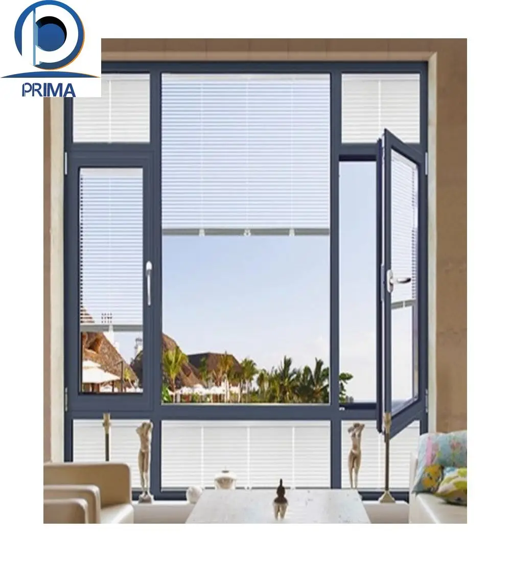 Prima industry Aluminium swing windows and door design usa white  triple sliding balcony swing window with sash
