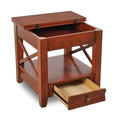 Knock down Wooden Chairside Storage Table Space saving End Table