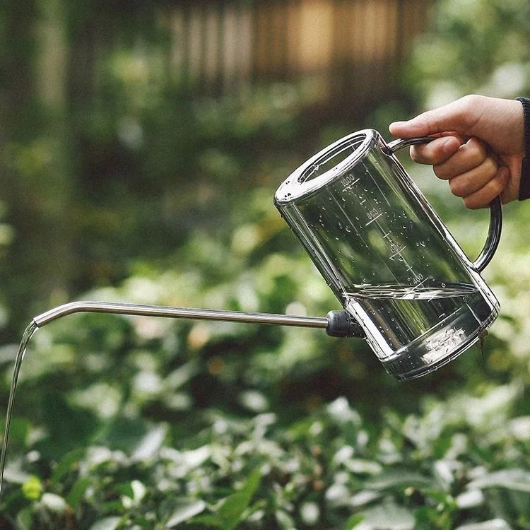 Garden Indoor 1L 1.5L Liter Green Gray Clear Detachable Stainless Steel Long Spout PS Plastic Small Watering Can For Flower