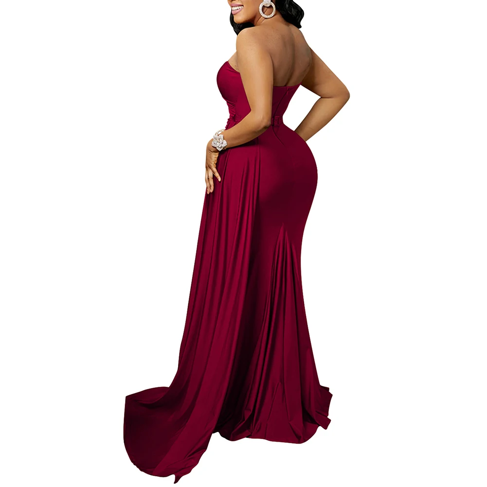 Women One-shoulder High Split Sexy Dinner Dress Elegant Long Maxi Prom Party Dresses