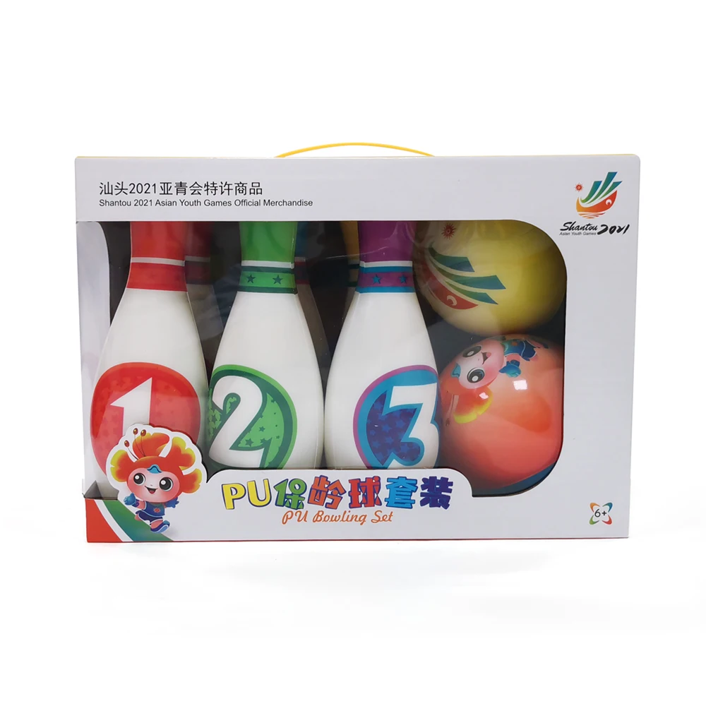 Asian Youth Game souvenir Kids soft 6 bowling pin set toy with 2 balls