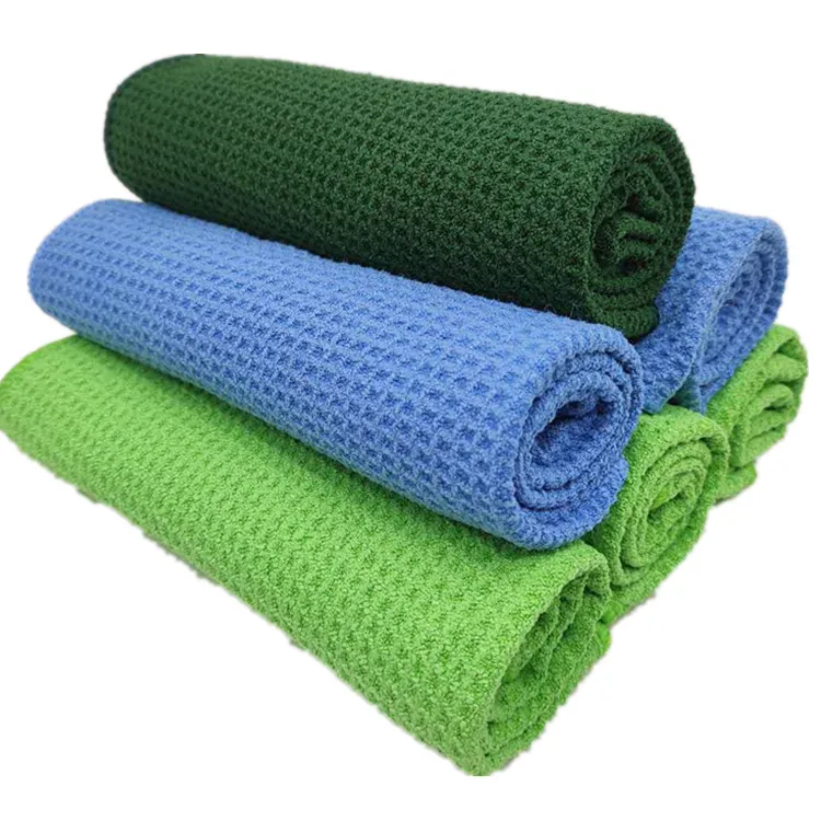 Customized Logo Microfiber Waffle Towel Pocket Gym Sports Towel With Zipper Sports Towel Embroidered
