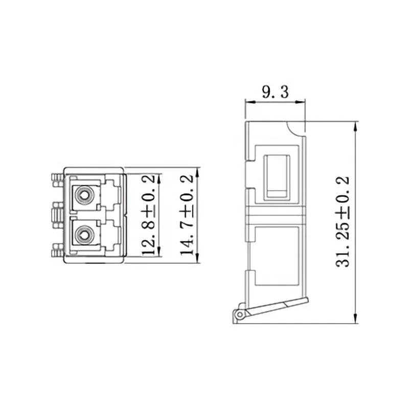 LC OM3 Flangeless Duplex Shuttered Auto Shutter Optical DX Adaptor Connector Fiber Optic Adapter