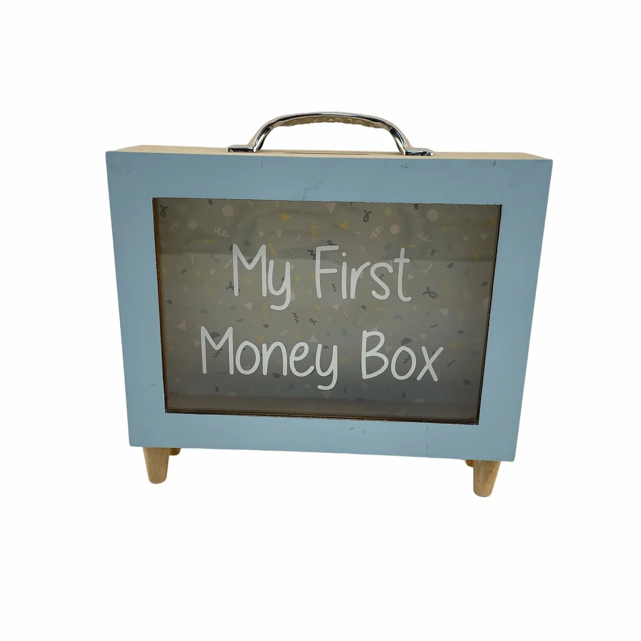 Wooden Transparent Money Can Coin Saving Box Piggy Bank Storage