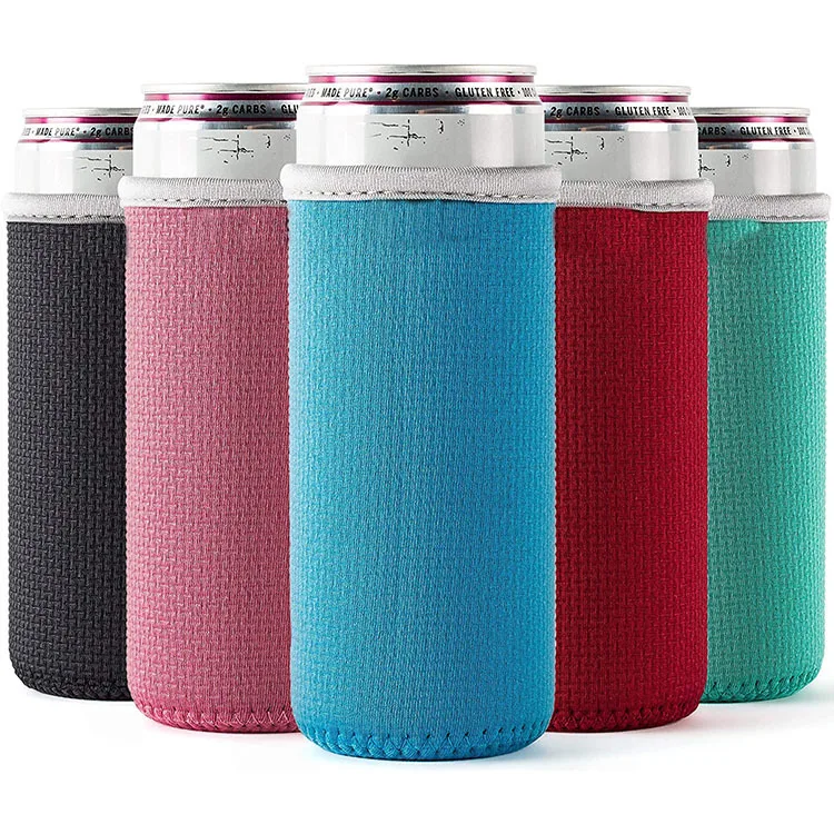 Custom logo printing 330ml blank neoprene skinny beer cooler sleeve drink high coozies for slim tall cans