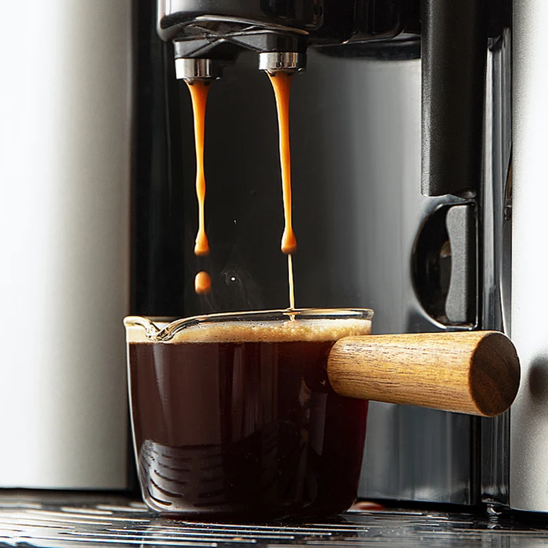 Mini Glass Milk Cup Creamer Jug Small Glass Coffee Milk Pitcher Espresso Cup Vinegar Sauce Cup Glass Gravy Boat With Wood Handle