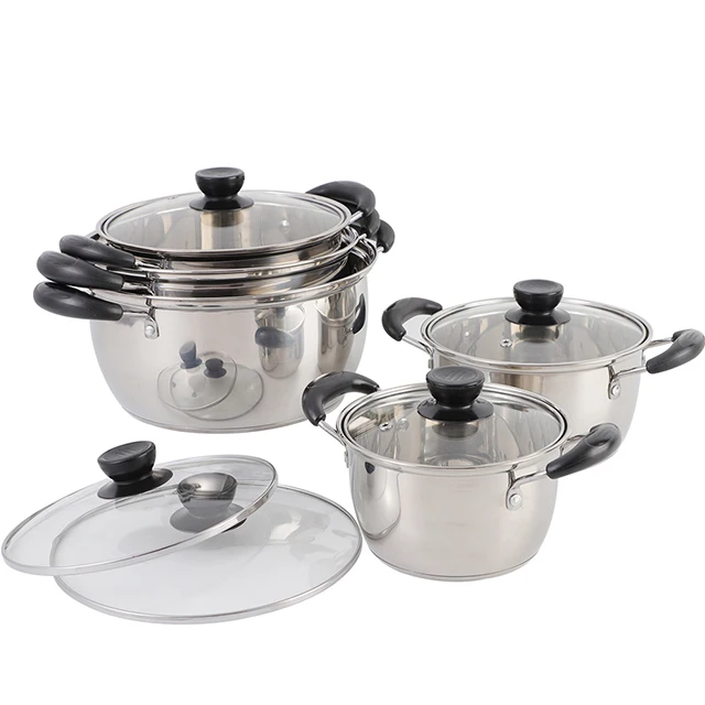 High quality cookware sets kitchen stainless steel pots and pans cooking