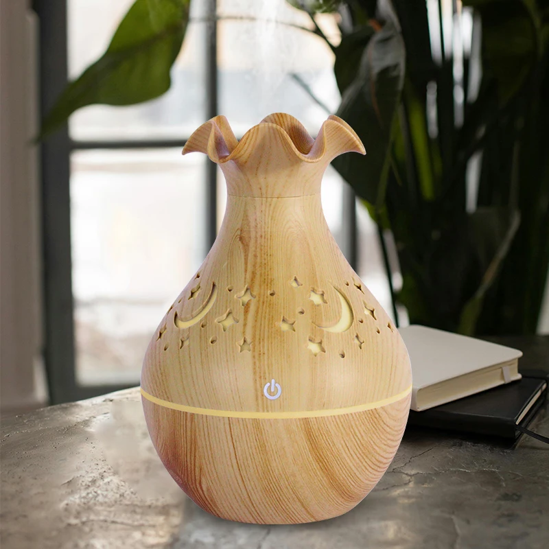 Newest 2024 morning glory design air humidifier USB desktop atomizer ultrasonic Wood grain humidificador for Office and Yoga