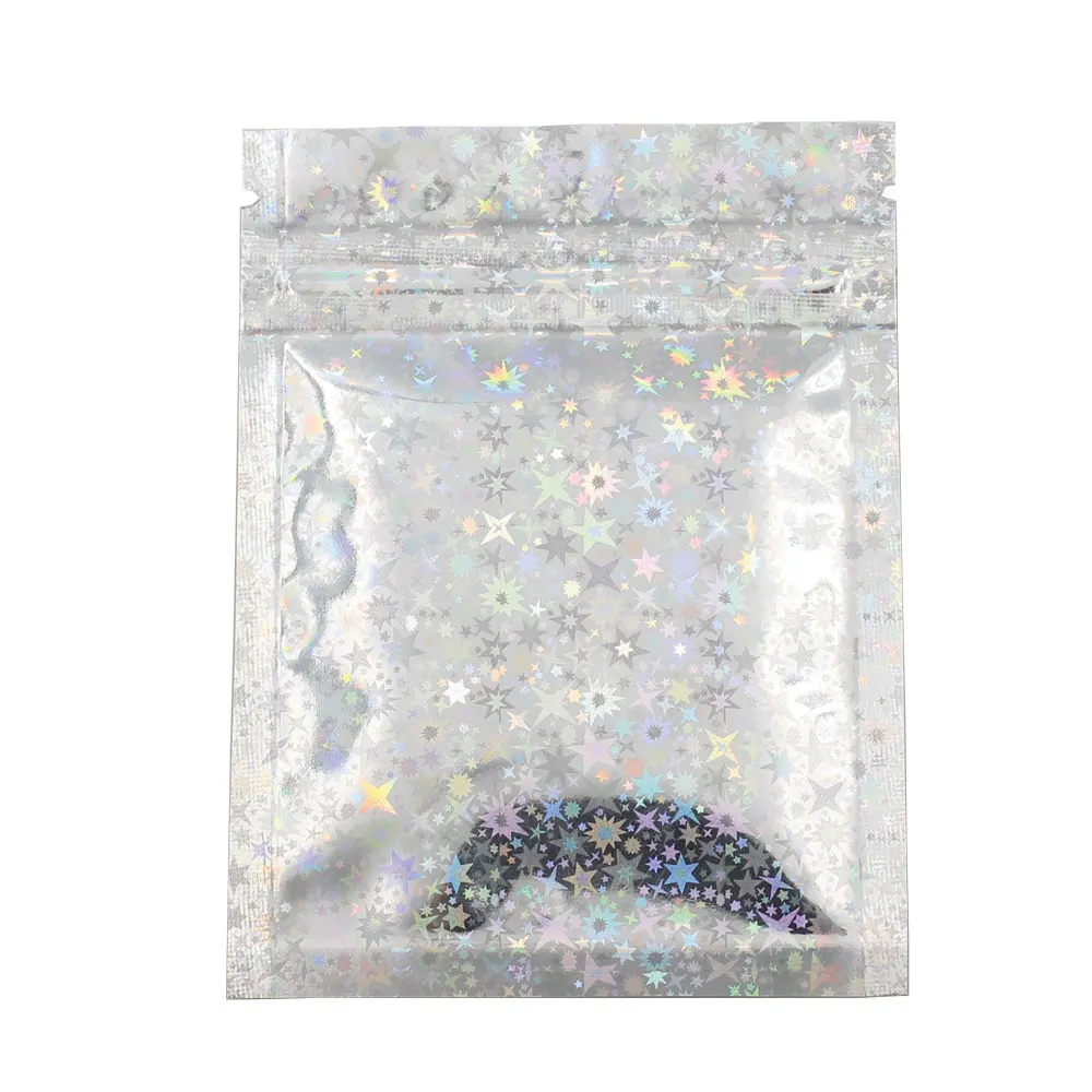
Food grade holographic foil small flat plastic ziplock jewelry bags 