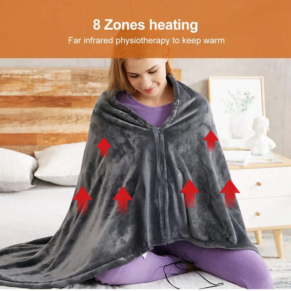 Guangdong Electric Heated Blankets For Winter 8 Ozone Keep Warm USB Wearable Throw Thermal Blanket Shawl Household Car Office