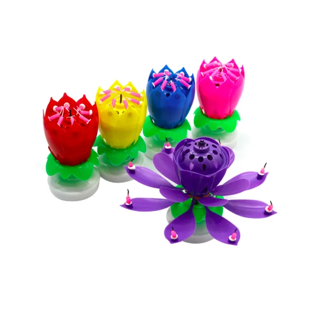 Happy Birthday Sparkle Music Flower Candles Birthday Music Candle Cake Topper lotus Cake Flower Candle