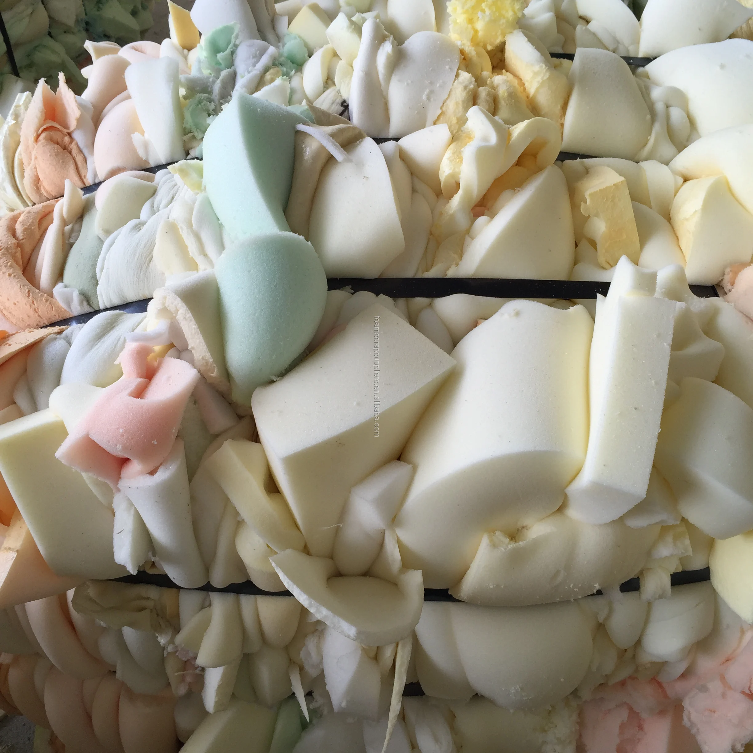 A grade pu foam scrap mixed colors compressed bales polyurethane scrap foam for mattress sofa furniture rebond foam