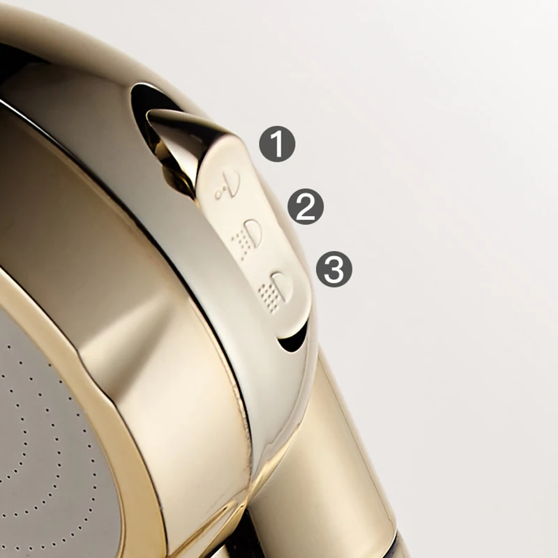 Luxury Golden Three Functions Water Saving Massage Handheld High Pressure Shower Head with Water Stop Button