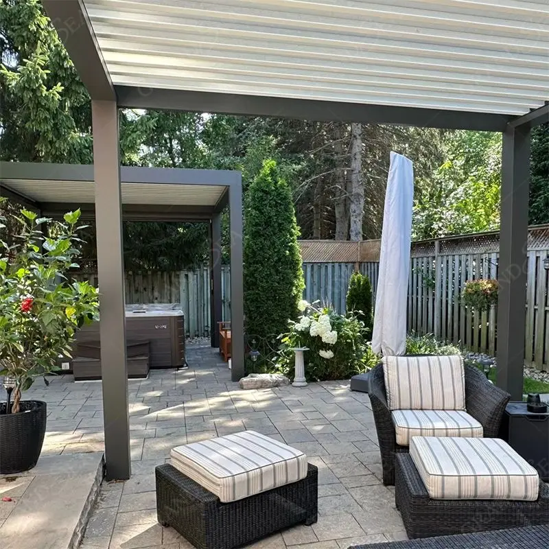 Foshan Factory Wholesale Exterior Garden Remote Control Electric Aluminum Pergola Outdoor Louvered Pergola Canopy