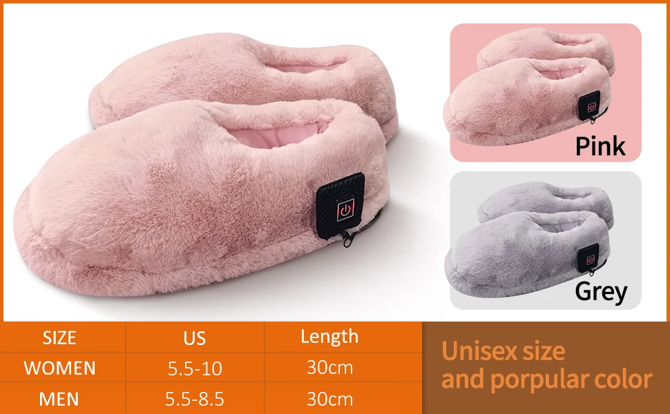 Winter Electric Heated Feet Warmers Plush Heating Shoes Indoor Housewear Slippers