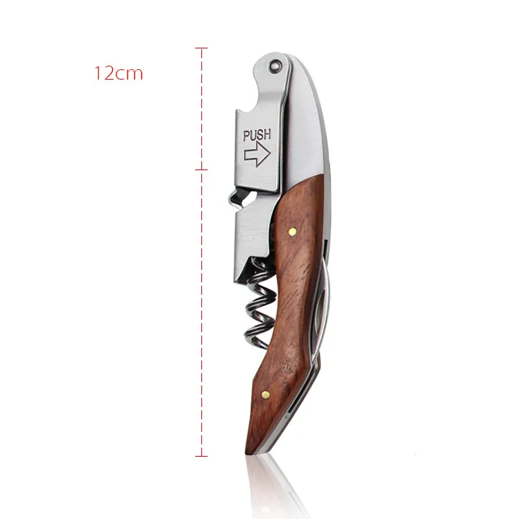 WELLFLYER BO-011 S2 Wine Bottle Openers Easily Use Custom Wooden Handle Corkscrew Wine Bottle Opener