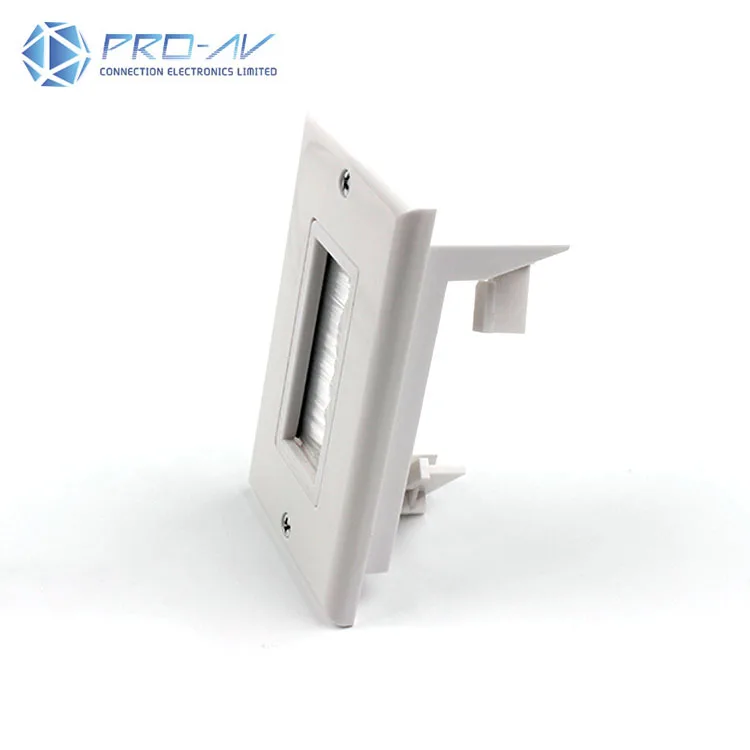 1 Gang Brush Wall Plate Cable Pass Through Insert Switch Device Wall Mount Plate Brush wall plate, two-piece