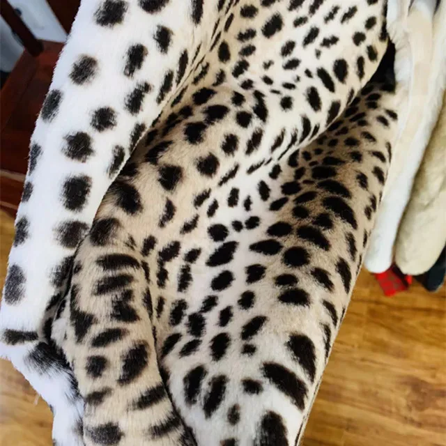 Soft plush fabric artificial fur 100% polyester 650g rabbit hair leopard dot print for toy pillow
