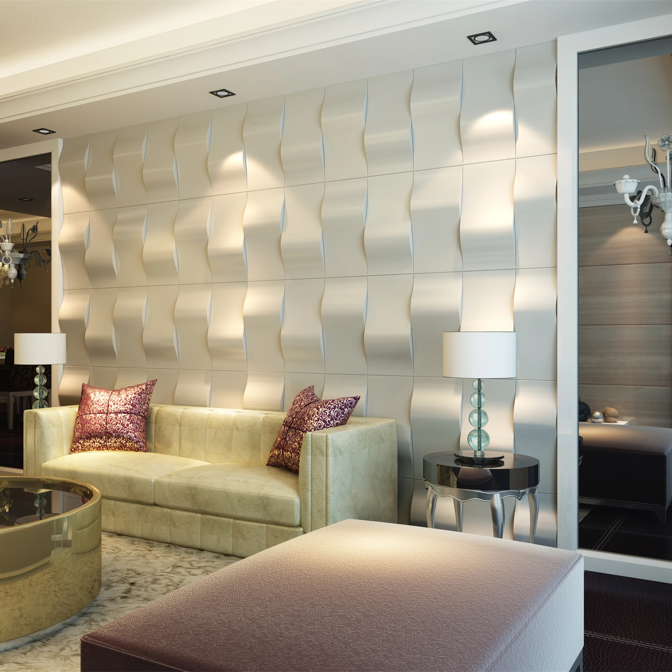 Moisture-Proof Pu Foam Slat Embossed Wall Panel Sticker