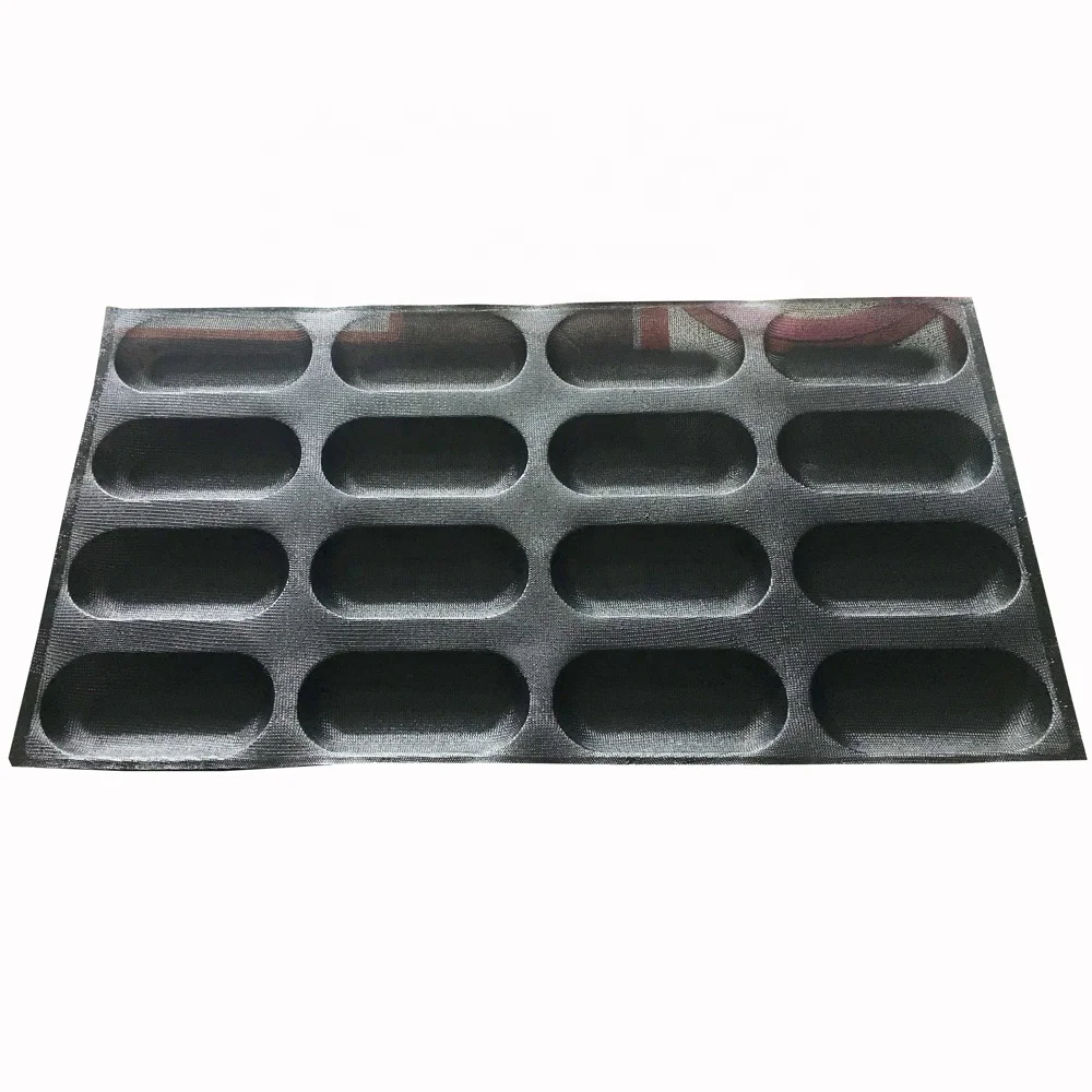 Non-Stick Black 16 Channels Silicone Hot Dog Form for Bakery