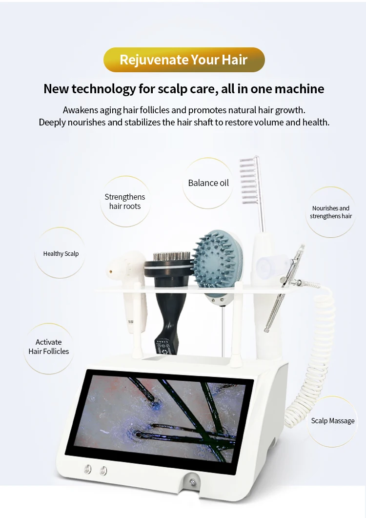 New Arrival 12 Inches 5 in 1 High Frequency Hair Scalp Massage Machine Care Device Analysis Growth Follicle Salon Amy Beauty