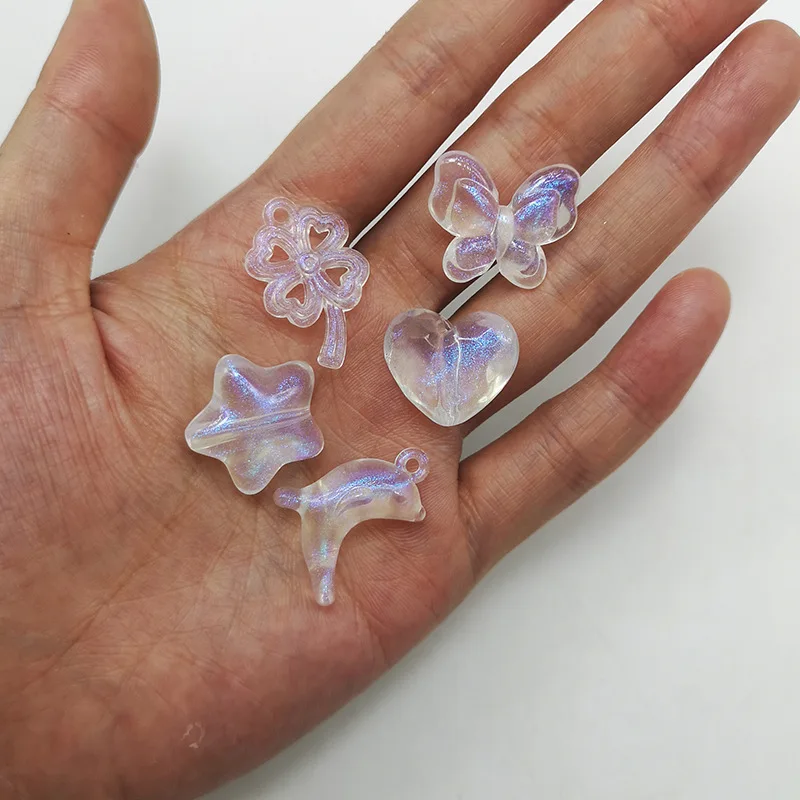 Wholesale acrylic transparent aurora dazzling laser accessories accessories hair rope accessories DIY beads for bracelet product