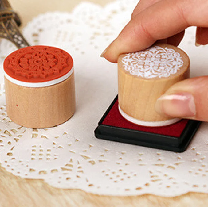 DIY Vintage Wish Stamp Wooden Rubber Stamp Floral Pattern Luck Stamps Scrapbook Crafts gifts 6pcs a set