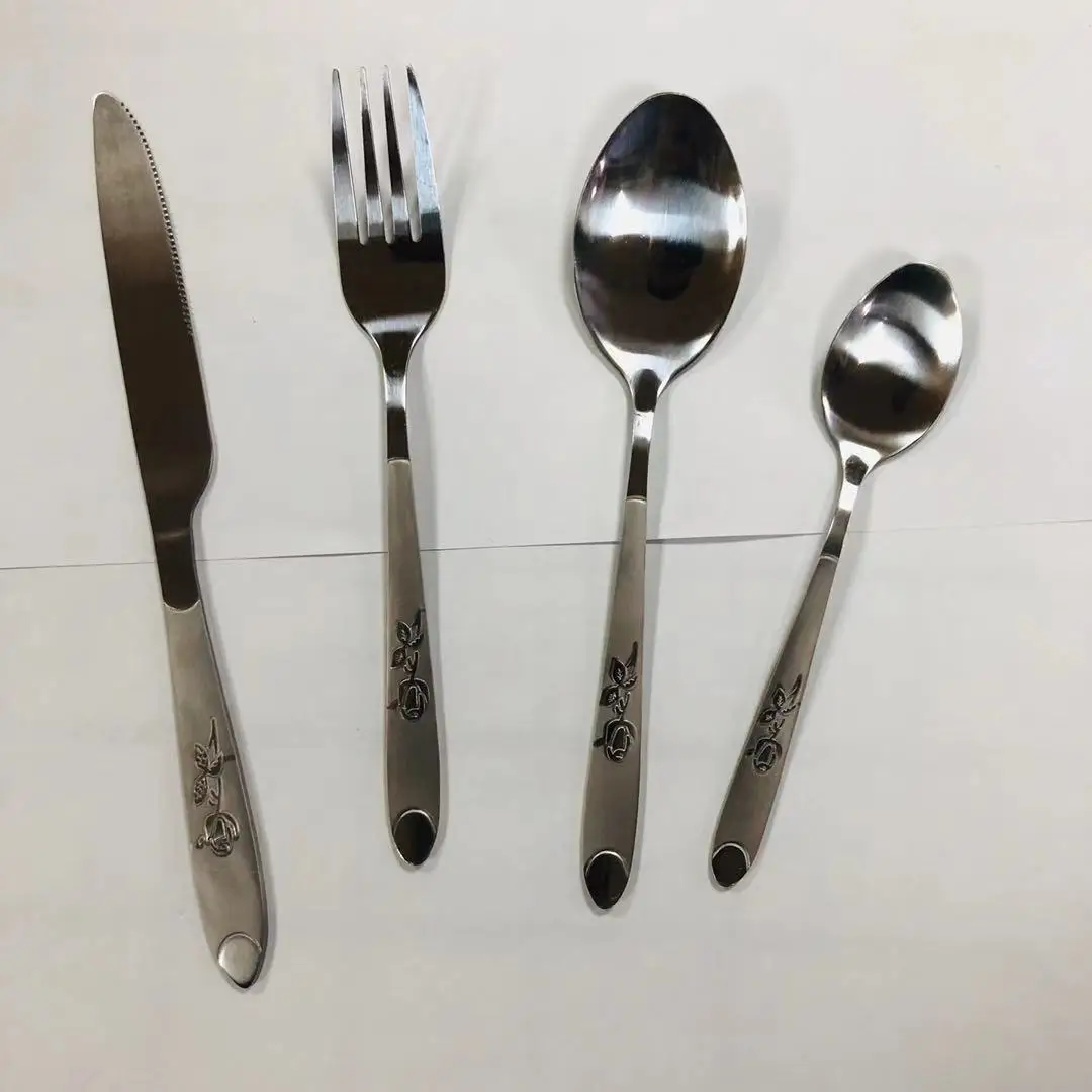 Высокое качество зеркальная полировка роза ручка наборы столовых приборов 24 шт. набор с деревянной коробкой для свадебного подарка hotel