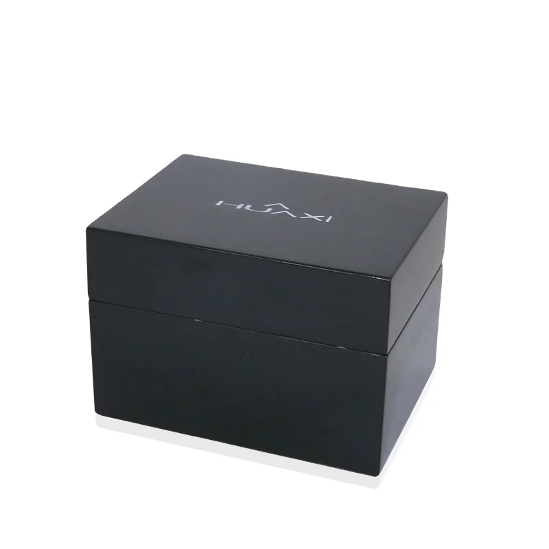 Черная деревянная коробка для фортепиано для больших роскошных часов