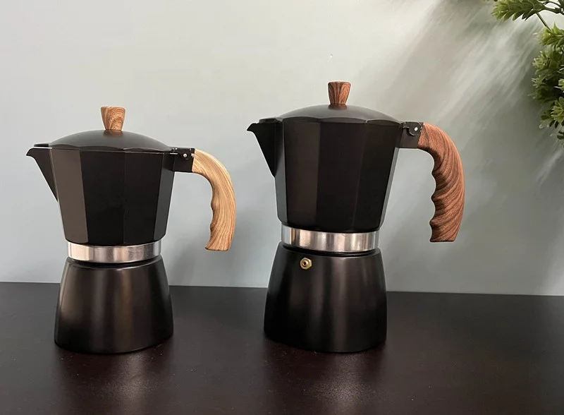 Olla de moka de 300 ml a 6 tazas,cafetera italiana para estufas,aluminio,para acampar en el hogar para moca capuchinos y lattes