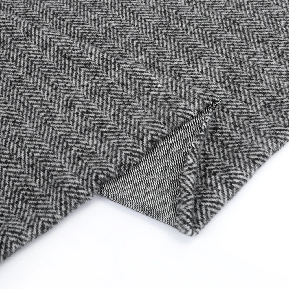Textile Supplier Hacci Fabric Jacquard Herringbone Dyed Yarn Rayon Ploy Span Stretch Brushed Fabric for Suit