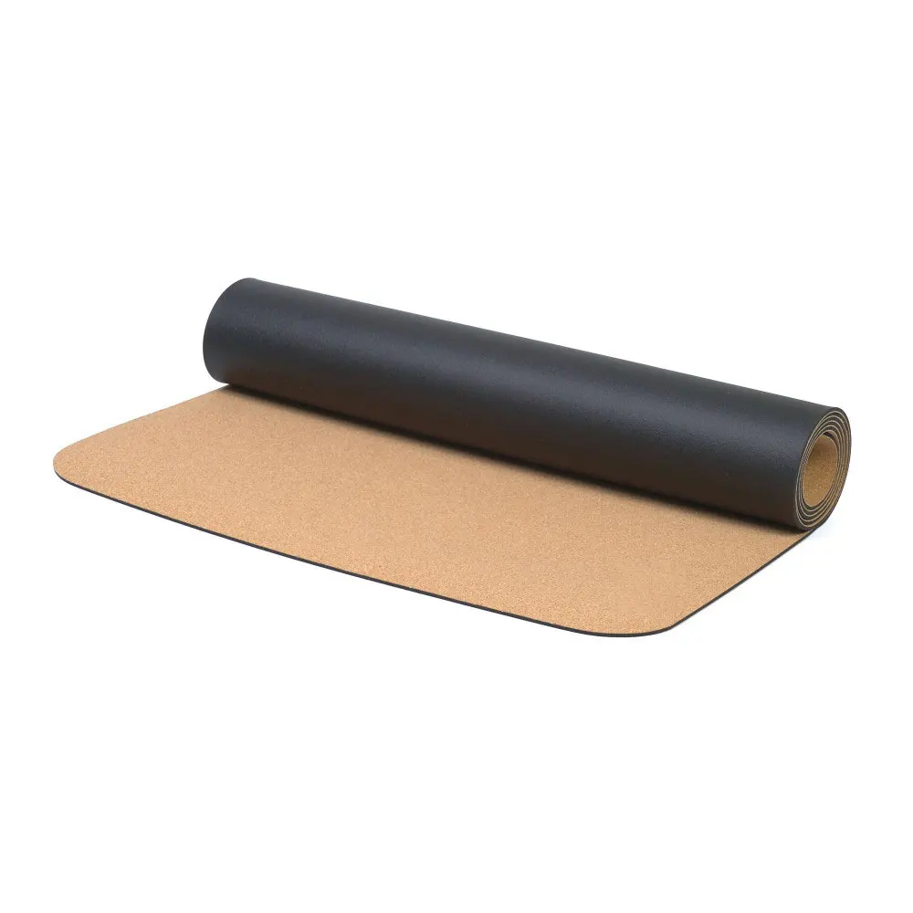 Sansd Eco-friendly Fitness Design Custom Printed Logo Thick Anti Non Slip Dual-layer Green With Position Line Tpe Cork Yoga Mat