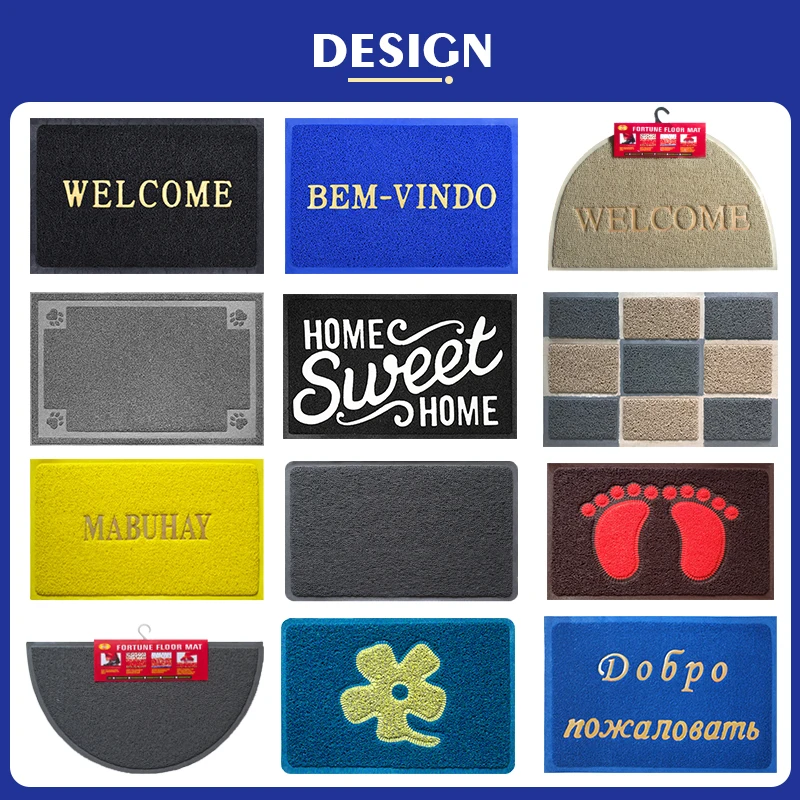 Cheap Factory Price Spaghetti Carpet Vinyl Coiled 100% Material Mats Anti Slip Loop Type Coil Floor Pvc Door Mat