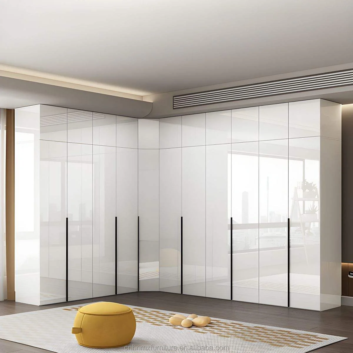 2024 Modern Cheapest Customized Small Design White Wardrobe with Mirror Living Room Bedroom Wooden Wardrobe